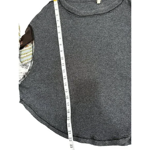 Free People Grey Blossom Thermal Top Boho Womens Size M - Picture 7 of 8